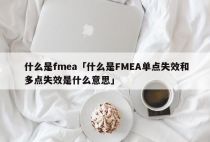 什么是fmea「什么是FMEA单点失效和多点失效是什么意思」