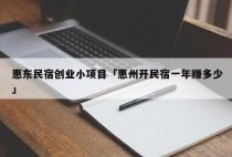 惠东民宿创业小项目「惠州开民宿一年赚多少」