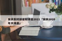 安庆农村创业好项目2021「安庆2020年大项目」