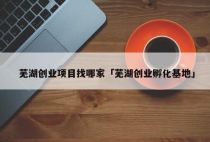 芜湖创业项目找哪家「芜湖创业孵化基地」